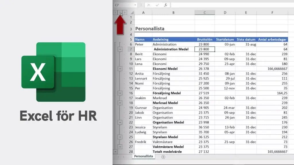 Excelkurs för HR – HR-inriktad grundkurs i Excel