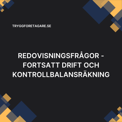 Redovisningsfrågor – fortsatt drift och kontrollbalansräkning